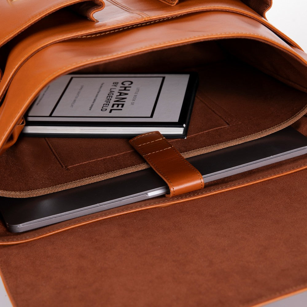 Rivoli Cognac Tan Hakiki Deri 13–14 Inç Laptop Ve Evrak Çantası