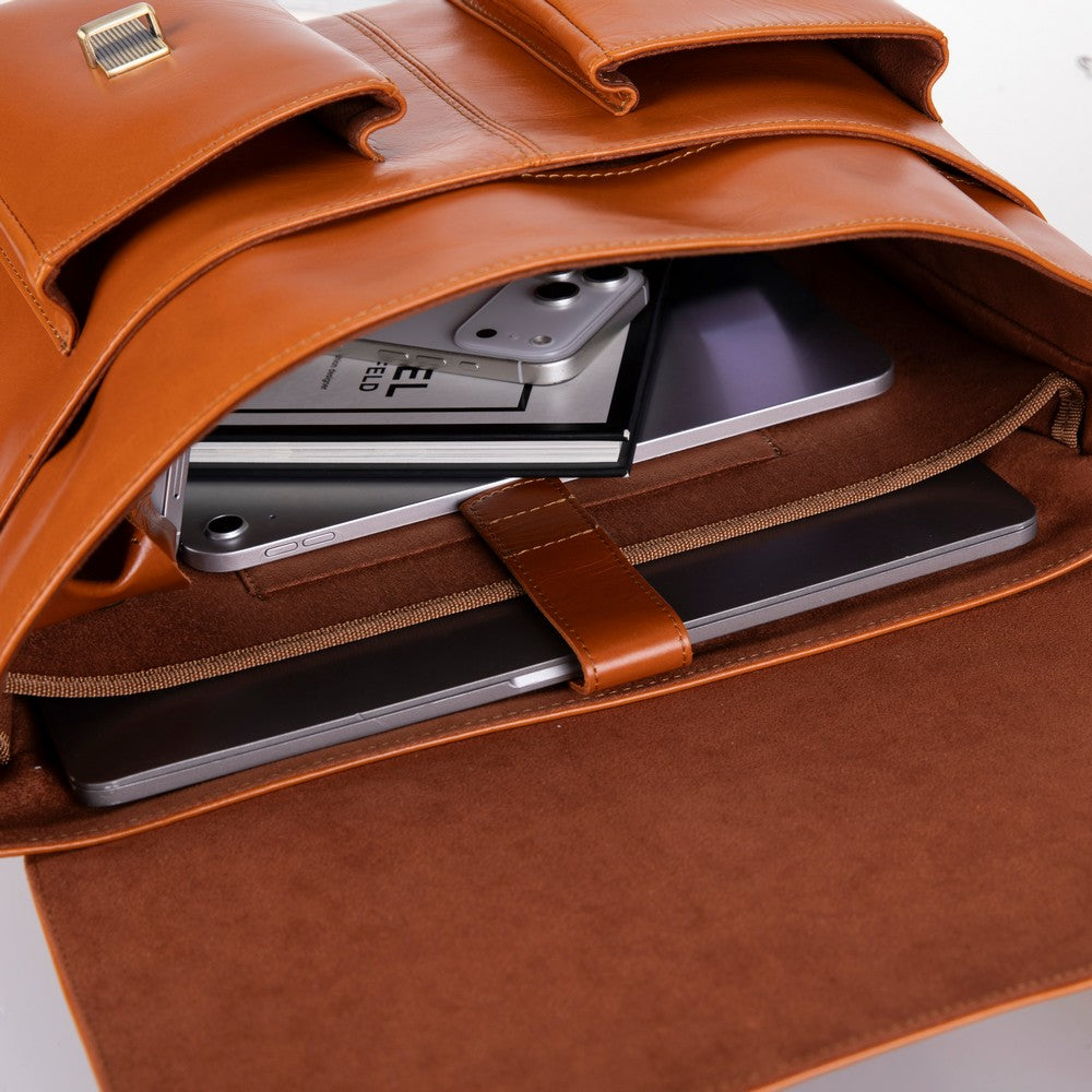 Rivoli Cognac Tan Hakiki Deri 13–14 Inç Laptop Ve Evrak Çantası