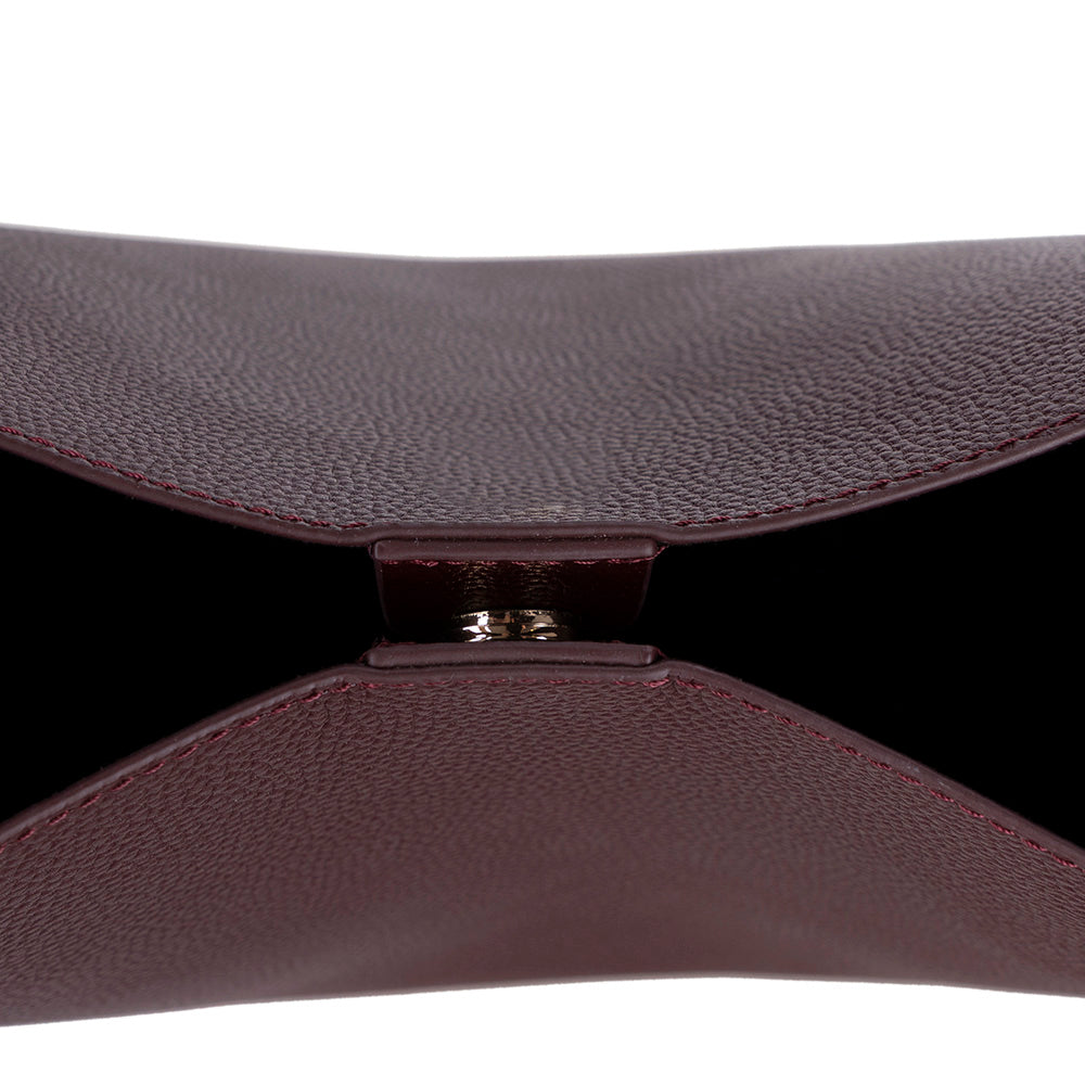Siena Minimal Tote – Oxblood Burgundy Hakiki Deri Geniş Askılı Kadın Omuz Çantası