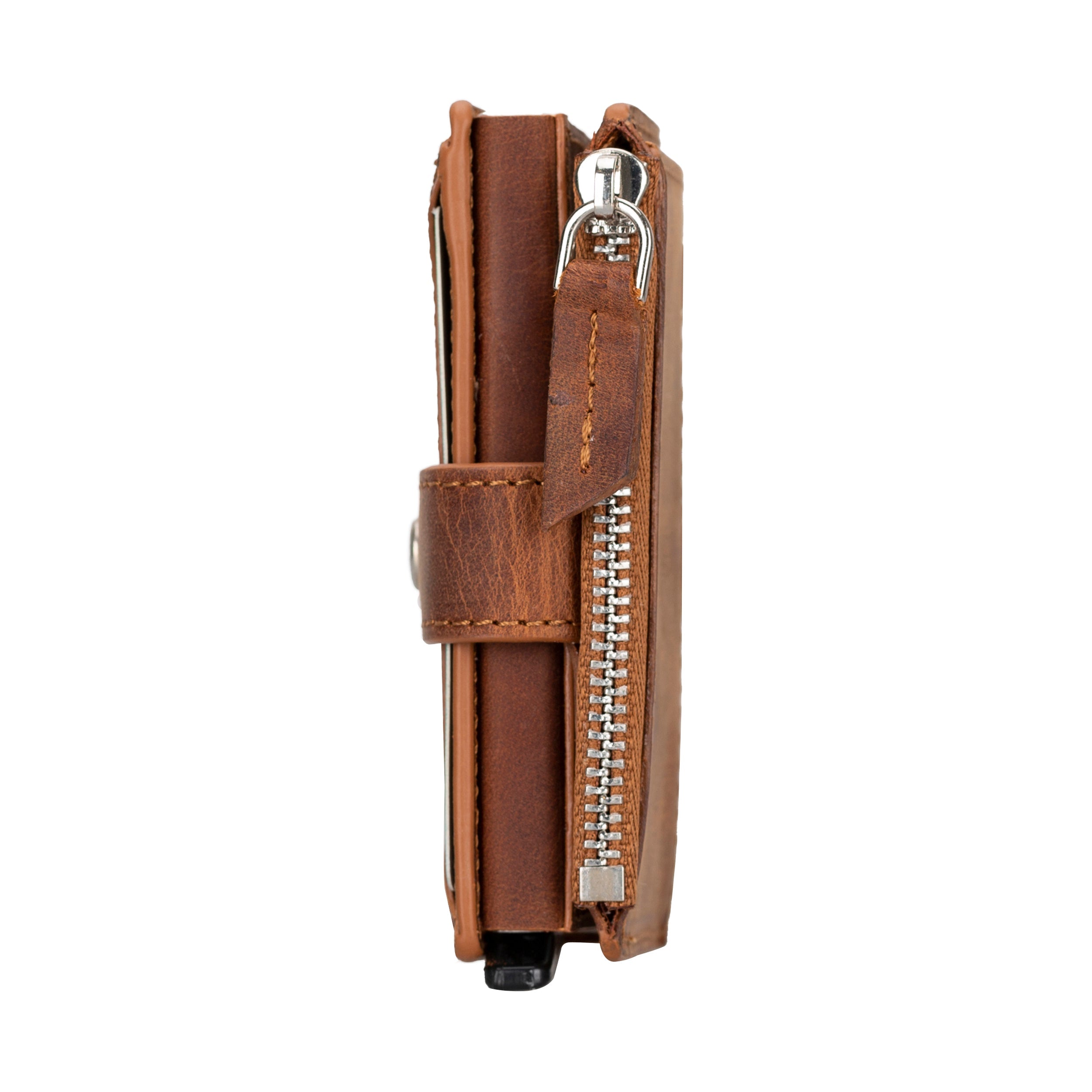 Siena Saddle Brown Mekanizmalı Deri Cüzdan & Kartlık (Rfid Korumalı)