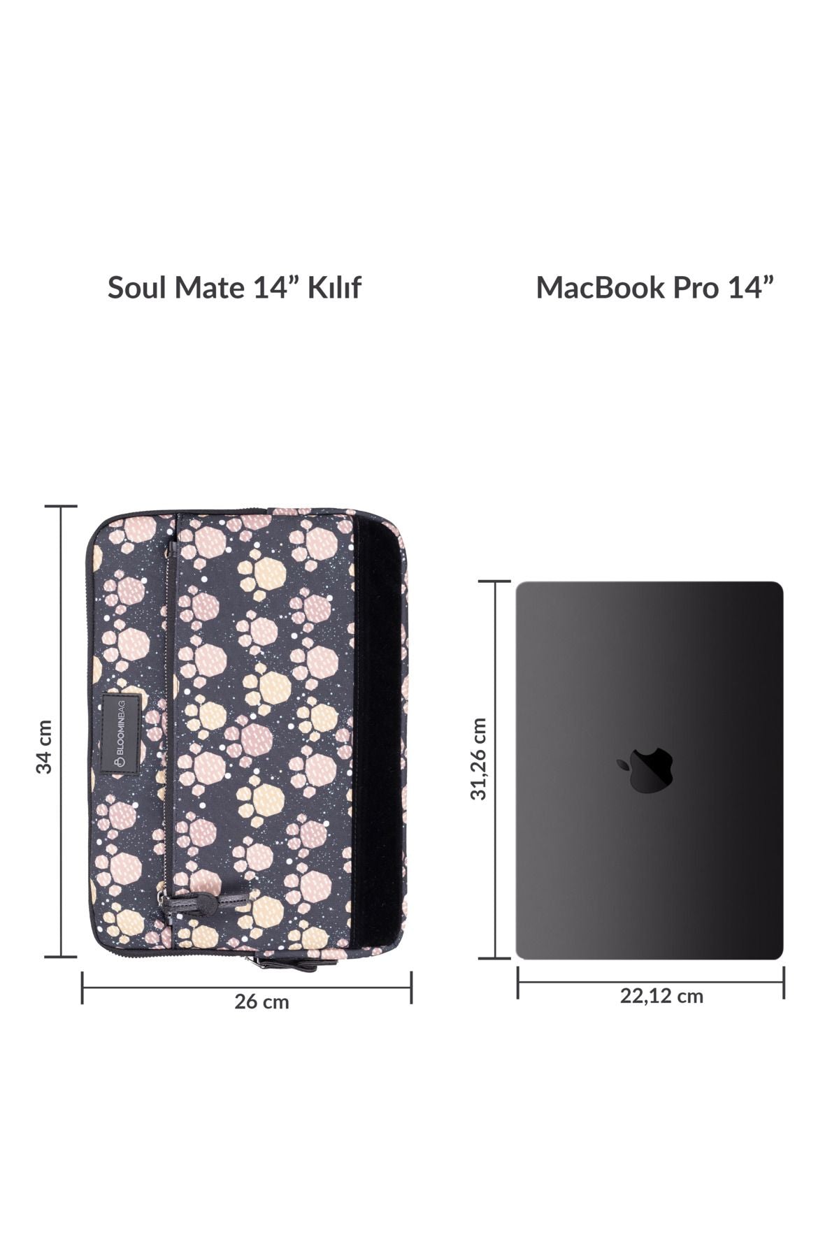 Bloominbag-Soul Mate 14 Inç Laptop / Mac Book Kılıf-2-Milagron.com