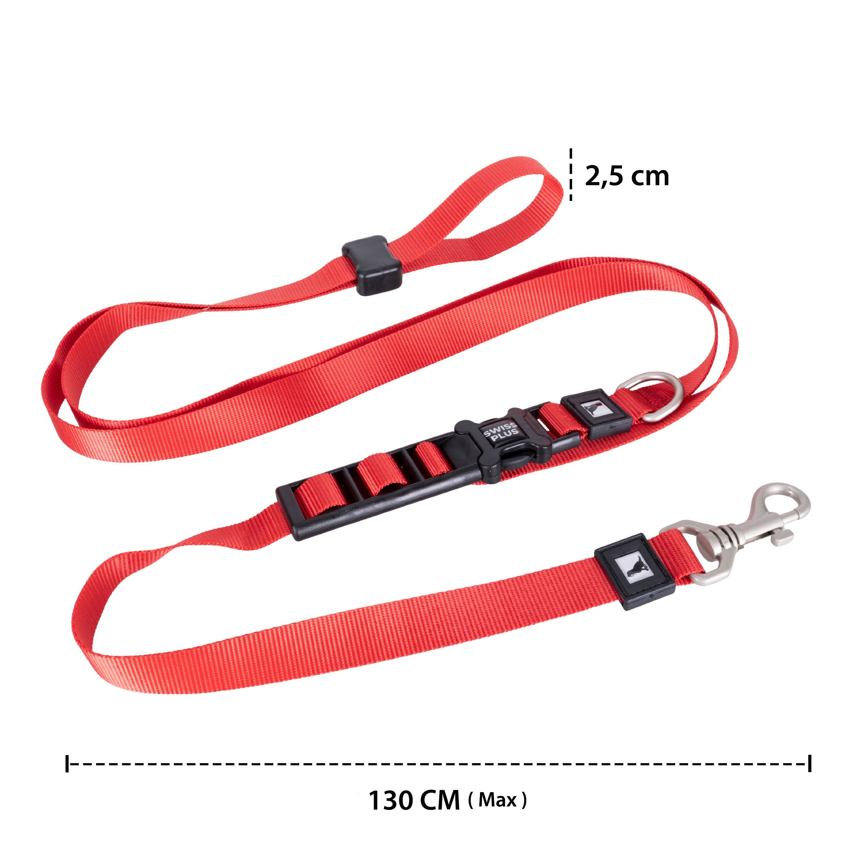 Swissplus Urban Paws Crimson Red Hands-Free Ayarlanabilir Köpek Kordonu – 25Mm