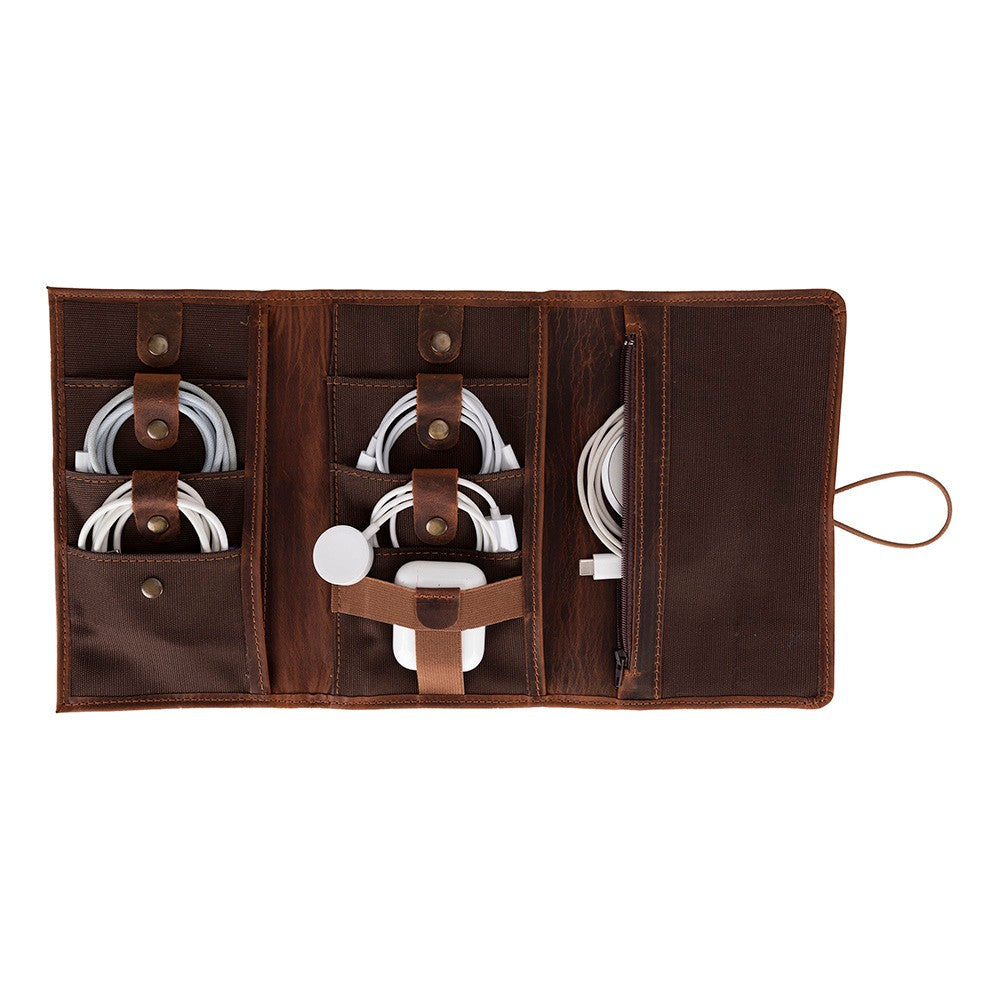 Bloominbag-Torino Tech Roll Saddle Cognac Hakiki Deri Kablo & şarj Düzenleyici-1-Milagron.com