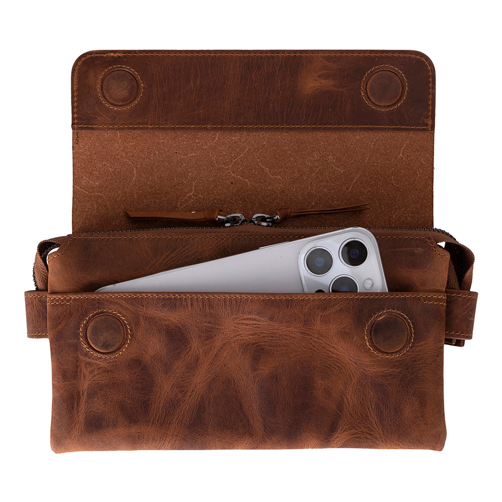 Bloominbag-Urban Bloom Clutch Rust Elevated Telefon Bölmeli Hakiki Deri Unisex Clutch Bag-2-Milagron.com