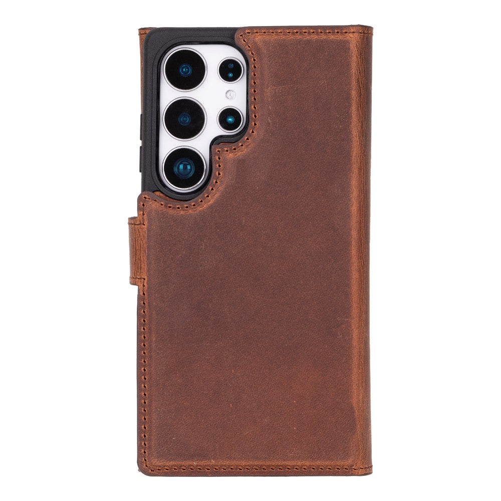 Valeno Heritage Saddle Deri Wallet Case Samsung Galaxy S25 Ultra (6.9") | Manyetik Ayrılabilir Cüzdanlı Telefon Kılıfı