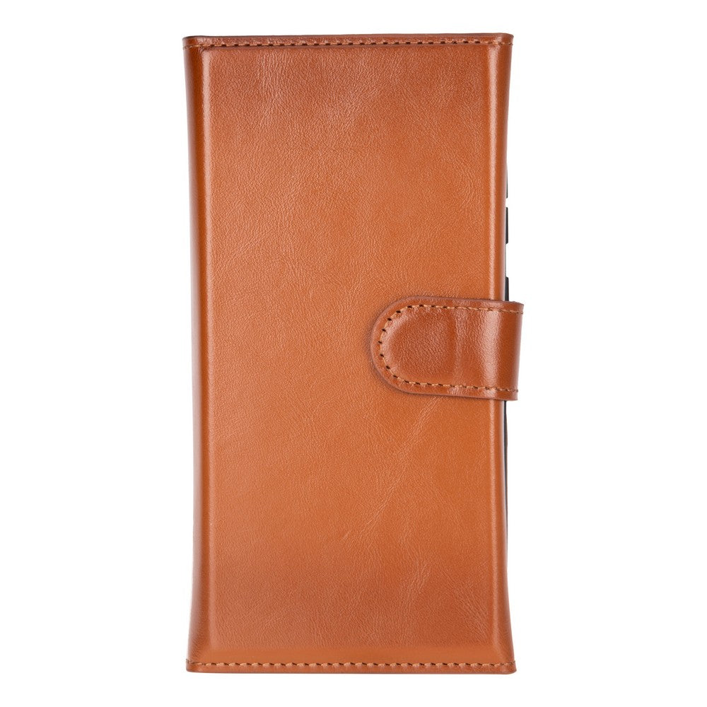 Valeno Siena Tan Deri Wallet Case Samsung Galaxy S25 Ultra (6.9") | Manyetik Ayrılabilir Cüzdanlı Telefon Kılıfı