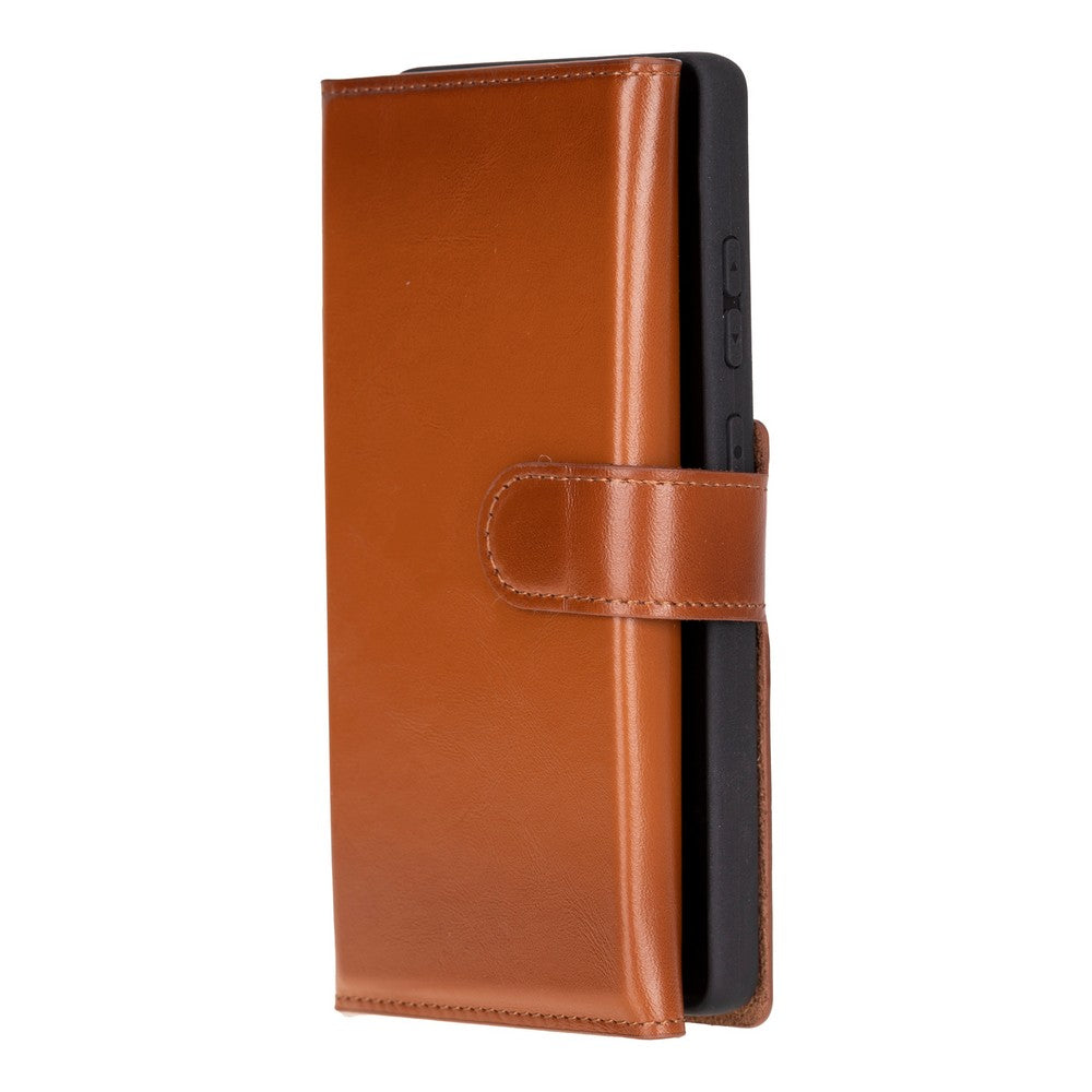 Valeno Siena Tan Deri Wallet Case Samsung Galaxy S25 Ultra (6.9") | Manyetik Ayrılabilir Cüzdanlı Telefon Kılıfı