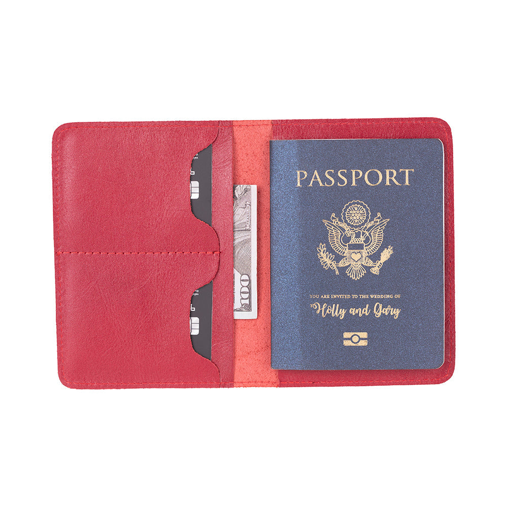 Viaggio Voyager Crimson Red Deri Pasaport Ve Kart Kılıfı