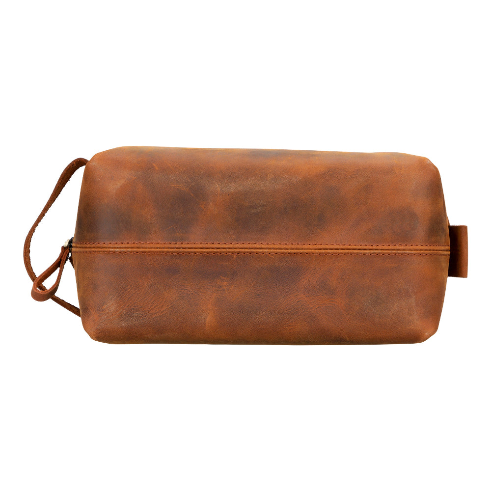 Voyage Dark Orange Hakiki Deri Dopp Kit – Large