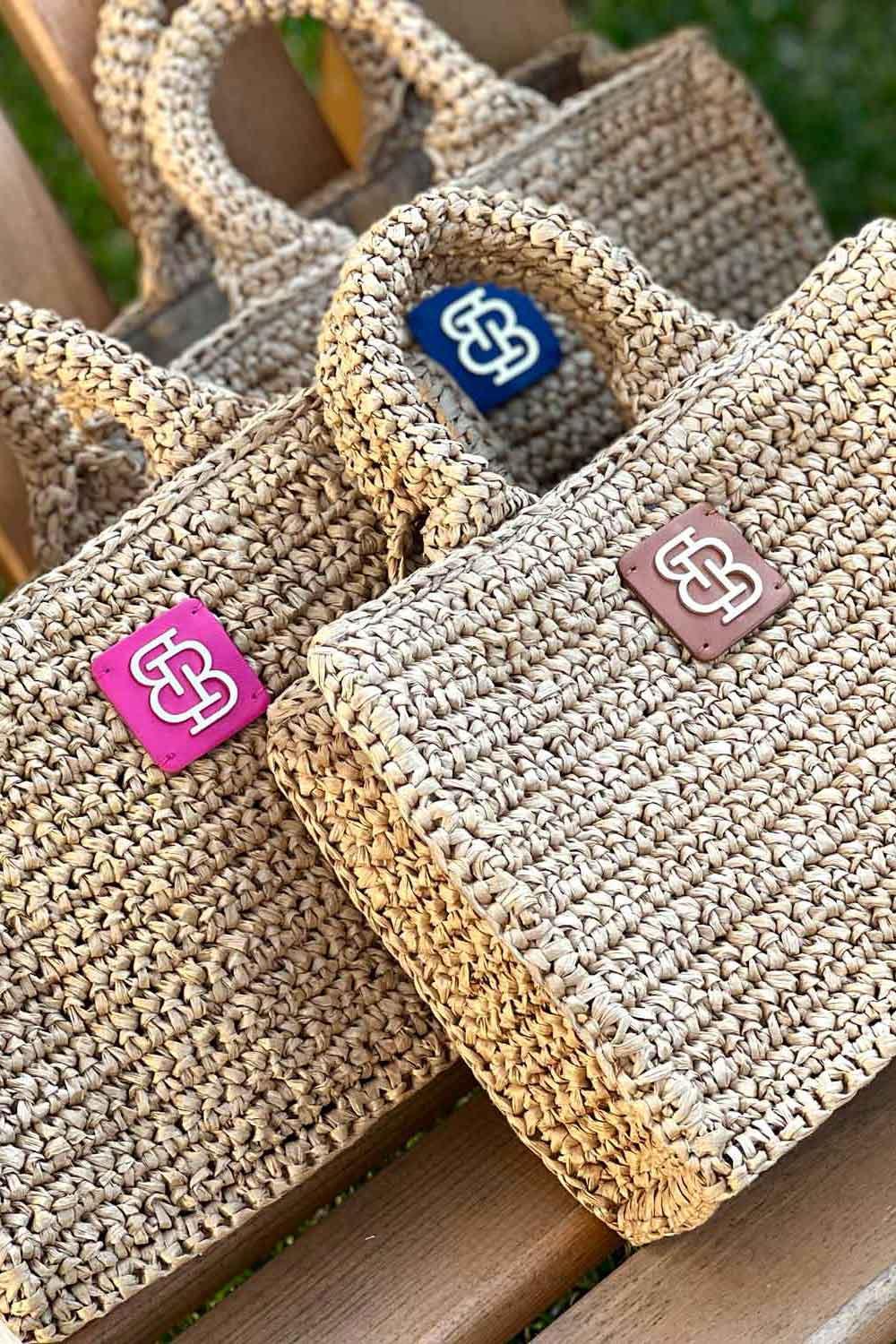 Bloomsbury-Capri Raffia Bag - Lacivert-Omuz Çantası-2-Milagron.com