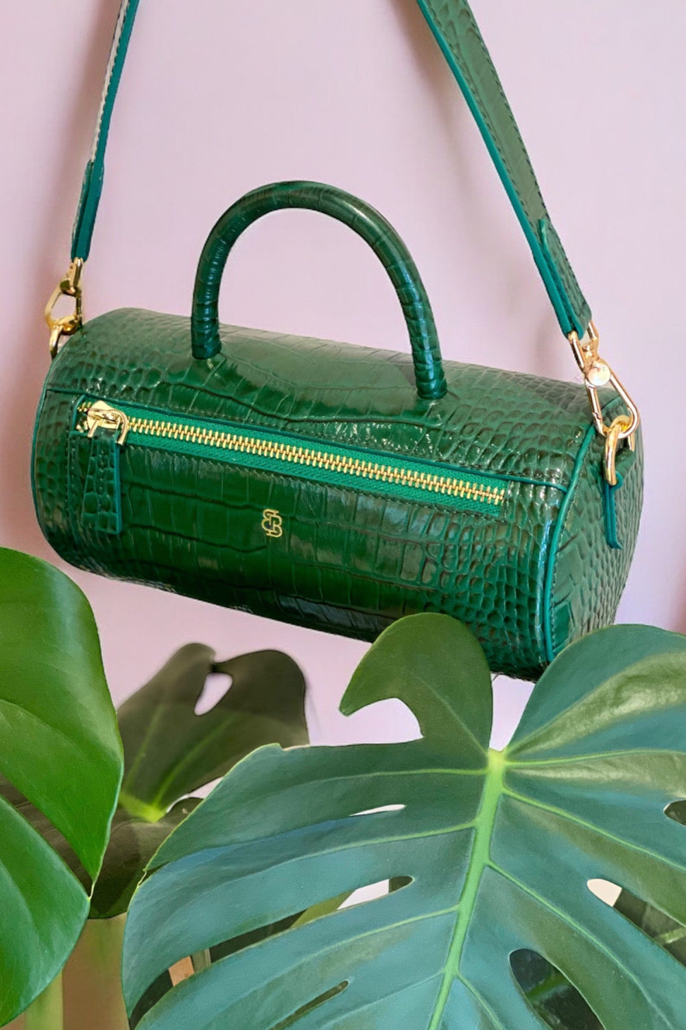 Bloomsbury-The City Zümrüt Yeşili Krokodil Desenli Silindir Çanta-El Çantası-4-Milagron.com