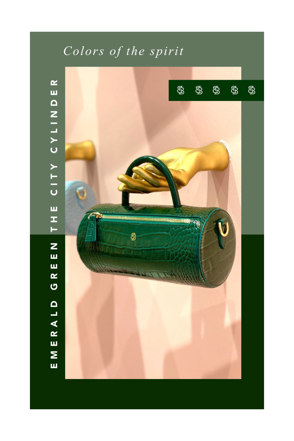 Bloomsbury-The City Zümrüt Yeşili Krokodil Desenli Silindir Çanta-El Çantası-5-Milagron.com