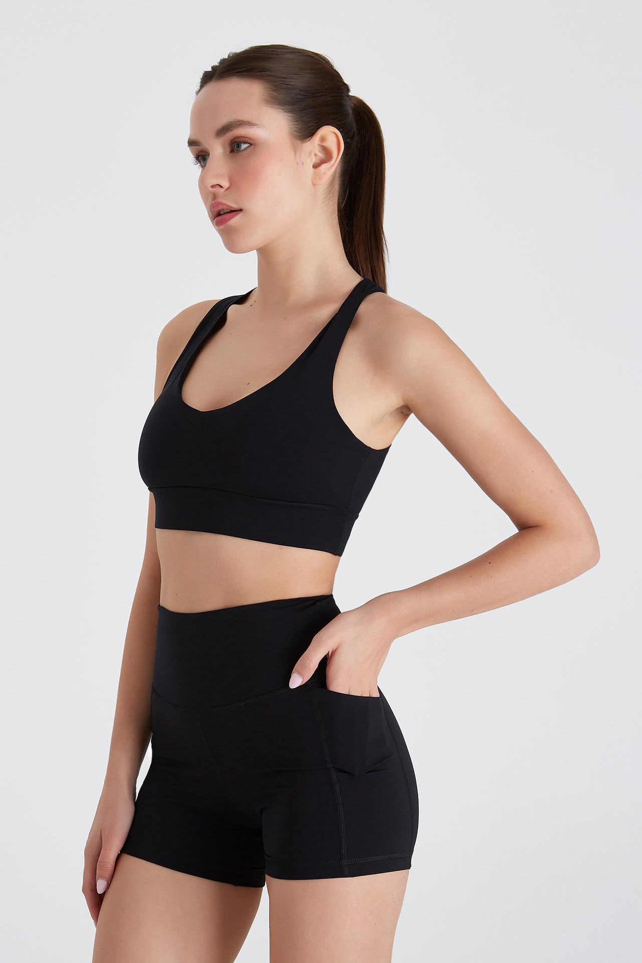 Boboist-Helen Cepli şort Tayt Helen Yüksel Bel 11 Cm Cepli Şort Tayt-Tayt-1-Milagron.com