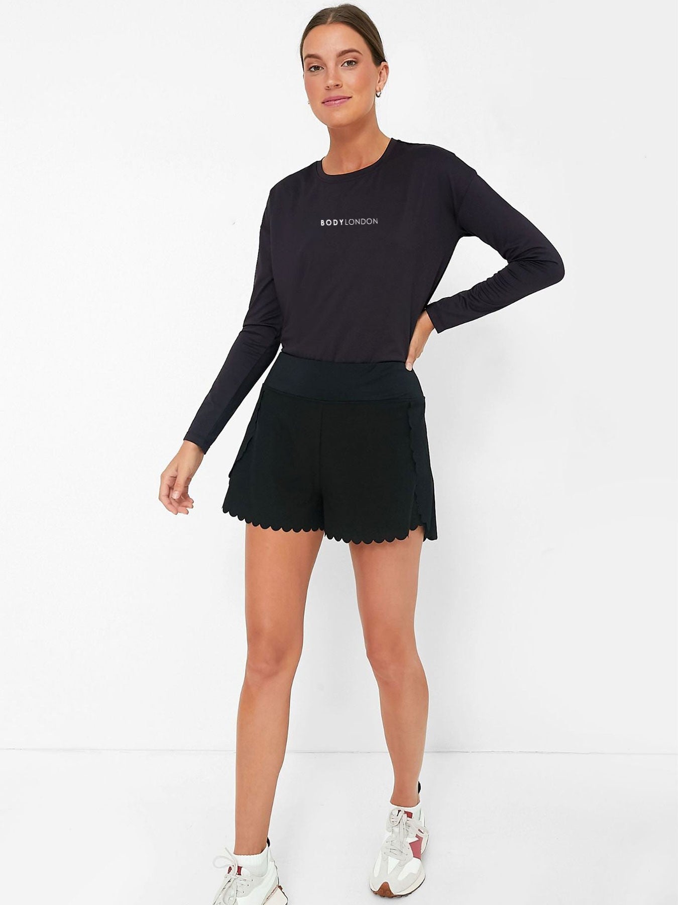 Body London-Siyah Uzun Kollu Boyfriend Tişört-T-Shirt-6-Milagron.com