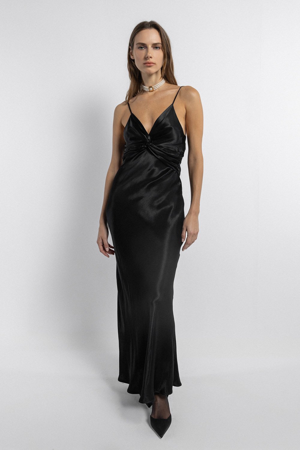 Boneqa Barcelona-Askılı Saten Parti Elbise-Elbise-1-Milagron.com