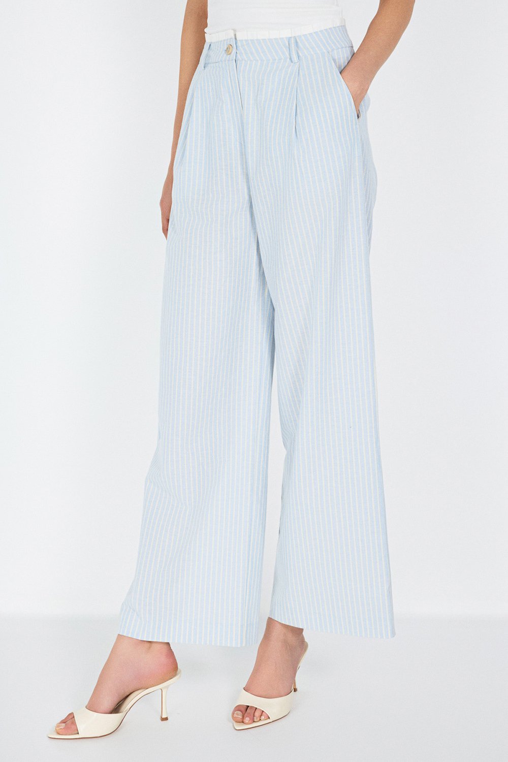 Boneqa Barcelona-Belden Poplin Detaylı Çizgili Pantolon-Pantolon-7-Milagron.com