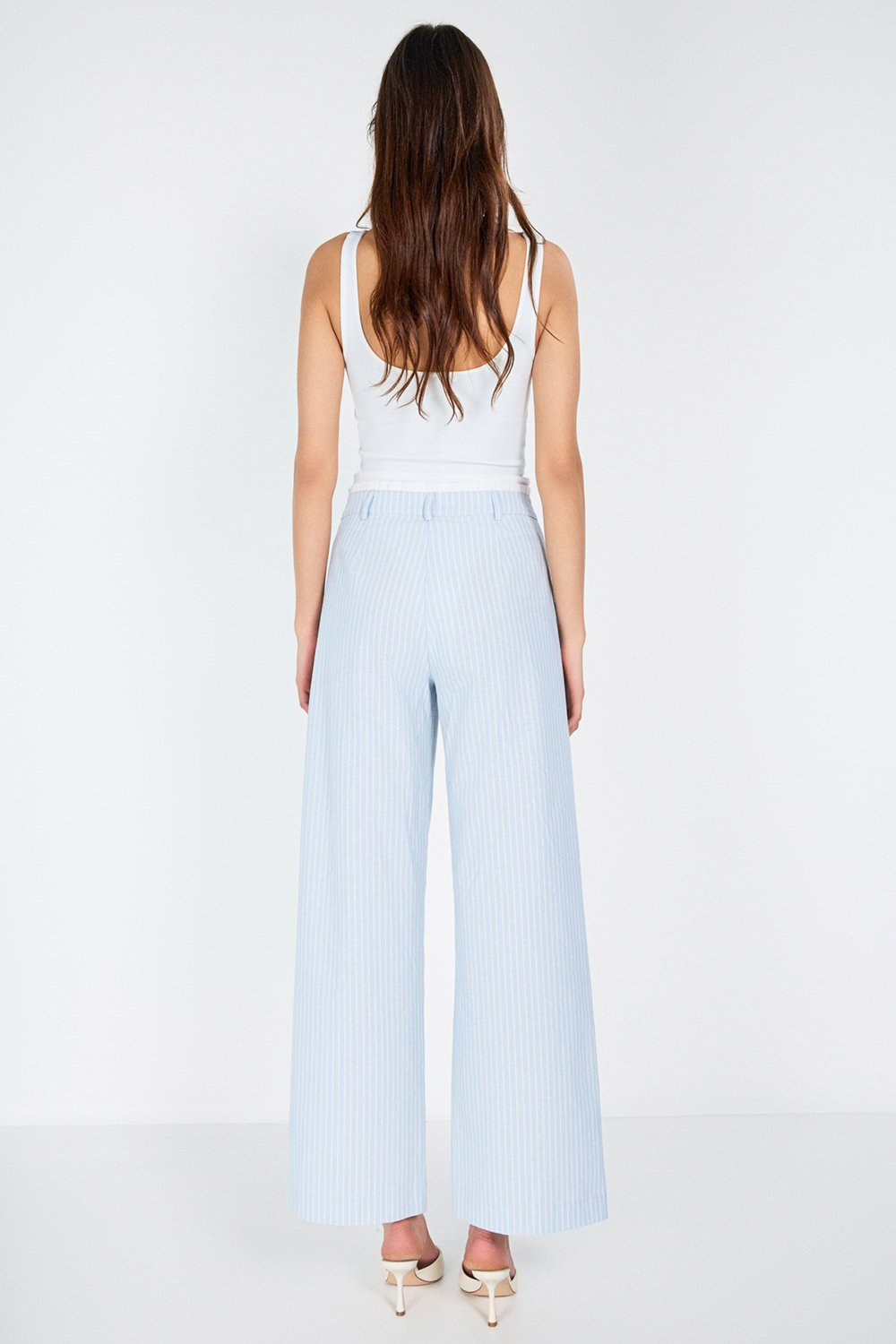 Boneqa Barcelona-Belden Poplin Detaylı Çizgili Pantolon-Pantolon-8-Milagron.com