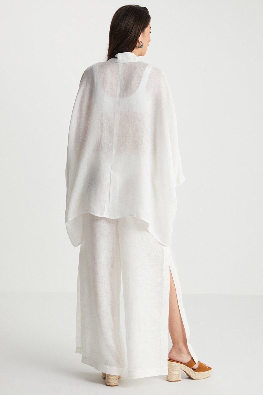 Boneqa Barcelona-Beyaz Keten Kaftan-Gömlek-2-Milagron.com