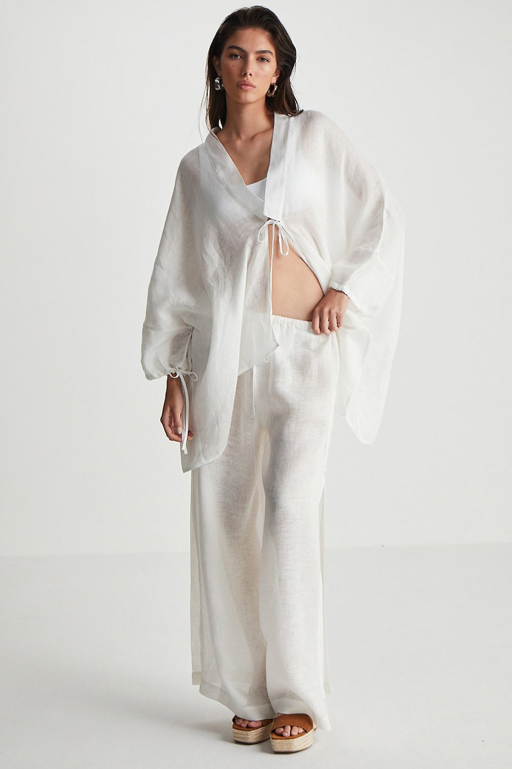 Boneqa Barcelona-Beyaz Keten Kaftan-Gömlek-4-Milagron.com