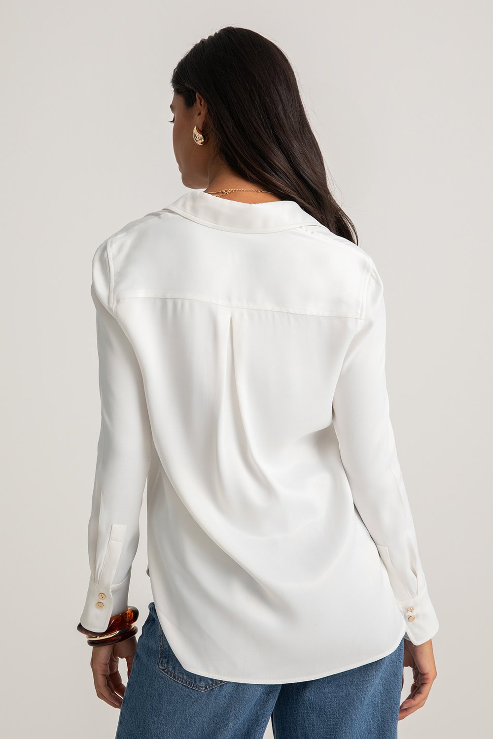 Boneqa Barcelona-Beyaz Saten Smart Casual Gömlek-Gömlek-7-Milagron.com