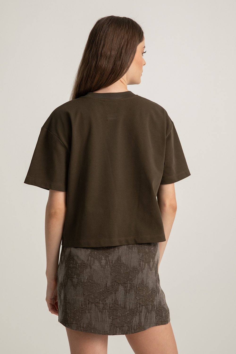 Boneqa Barcelona-Boneqa Logolu Haki Tişört-T-Shirts-7-Milagron.com