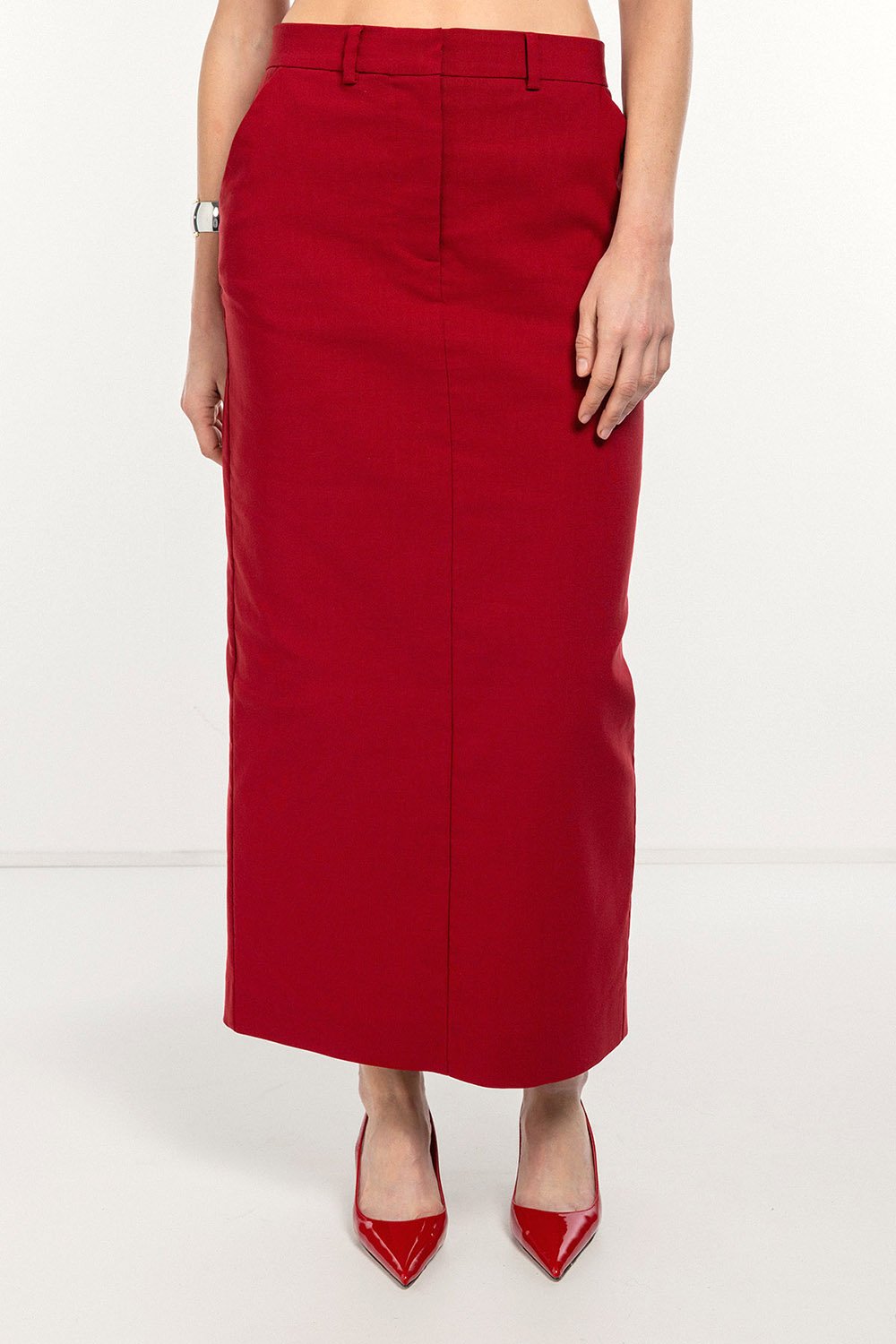 Boneqa Barcelona-Bordo Fit Kalem Midi Etek-Etek-5-Milagron.com