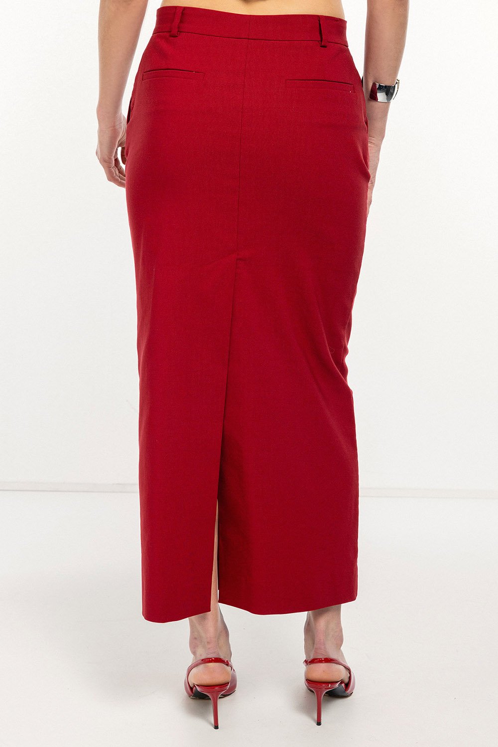 Boneqa Barcelona-Bordo Fit Kalem Midi Etek-Etek-6-Milagron.com