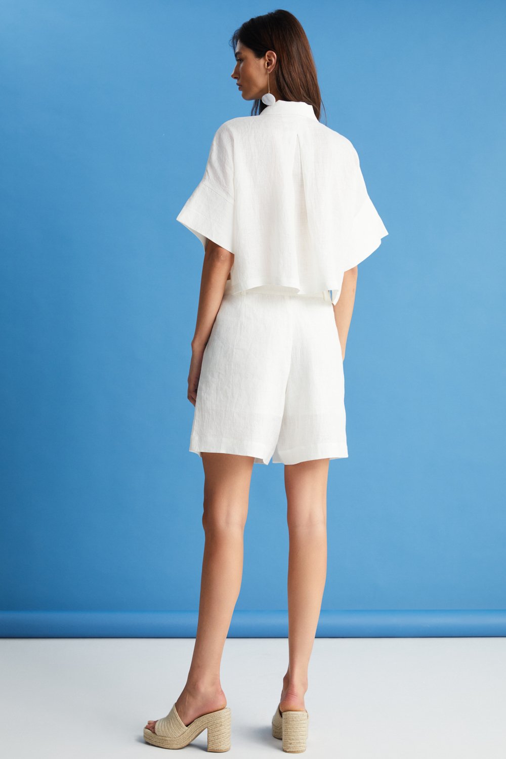 Boneqa Barcelona-Cep Detaylı Ekru Keten Gömlek-Gömlek-4-Milagron.com