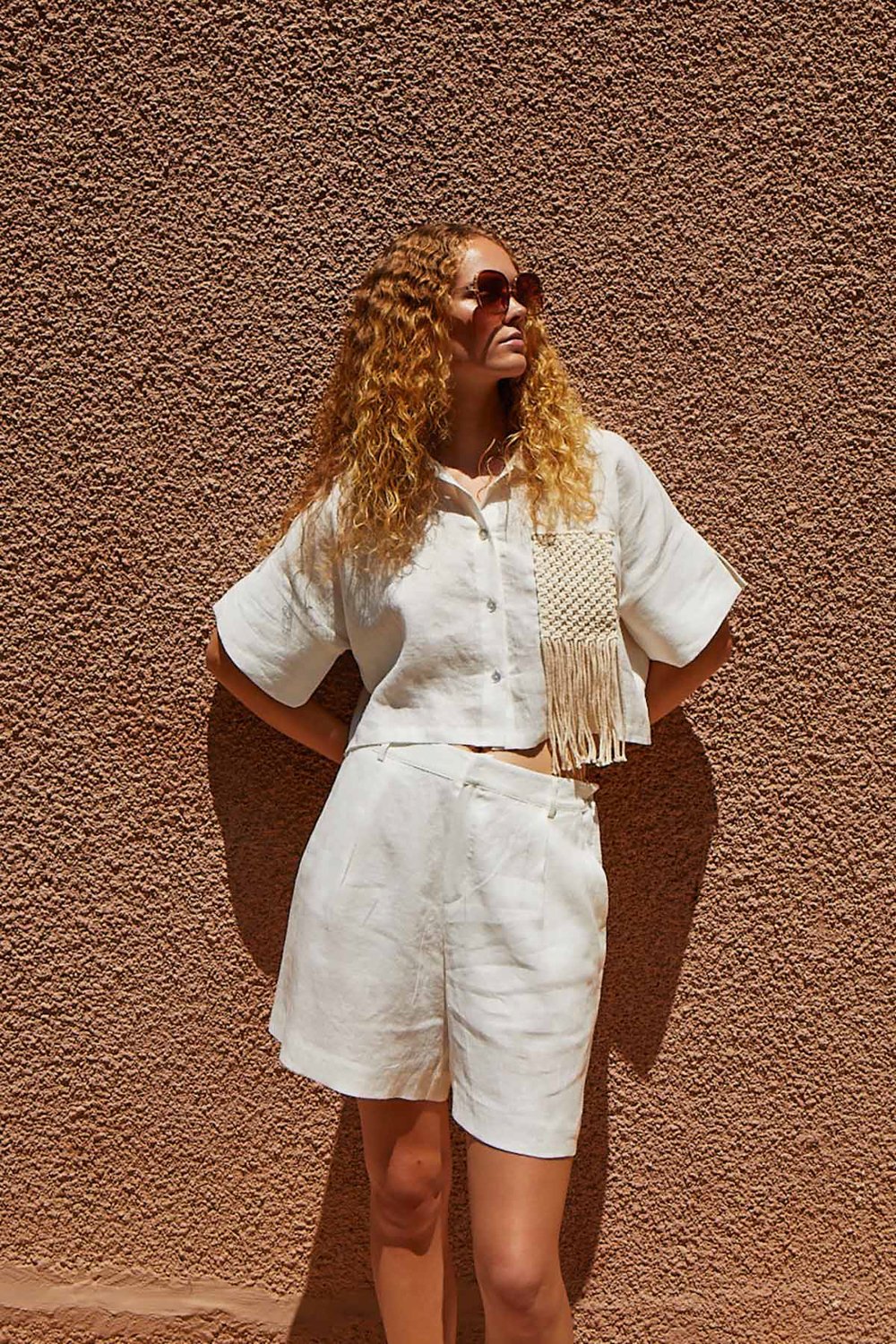 Boneqa Barcelona-Cep Detaylı Ekru Keten Gömlek-Gömlek-7-Milagron.com