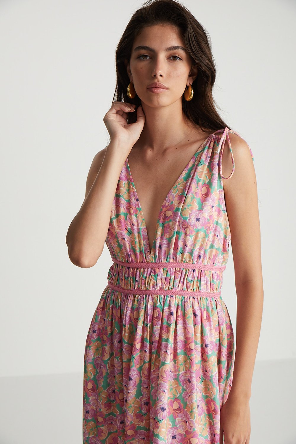 Boneqa Barcelona-Çiçek Desenli Askılı Elbise-Elbise-3-Milagron.com