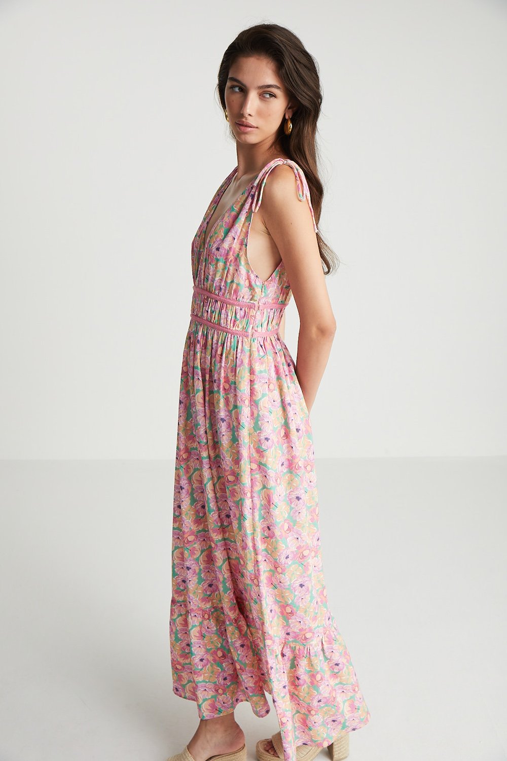 Boneqa Barcelona-Çiçek Desenli Askılı Elbise-Elbise-4-Milagron.com