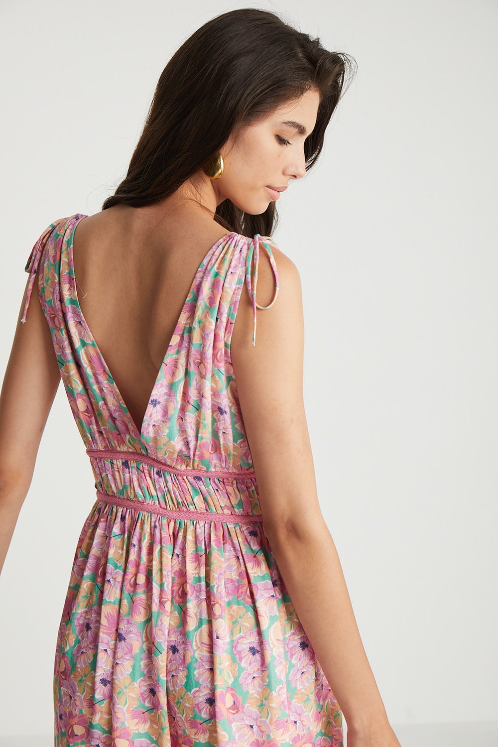 Boneqa Barcelona-Çiçek Desenli Askılı Elbise-Elbise-5-Milagron.com