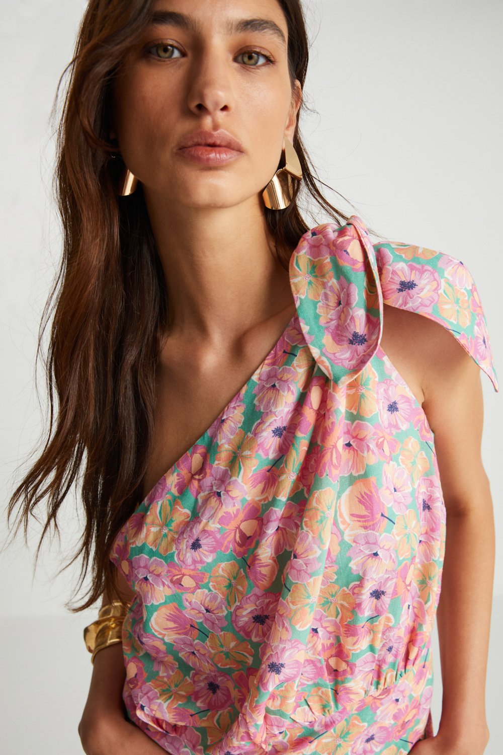 Boneqa Barcelona-Çiçek Desenli Keten Elbise-Elbise-5-Milagron.com