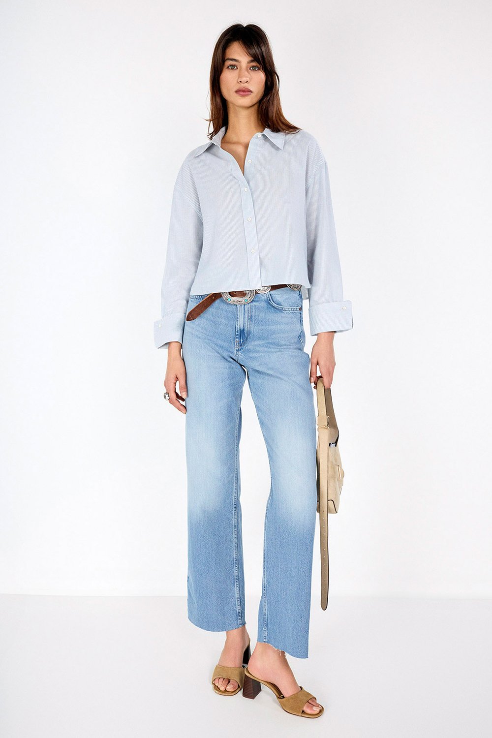 Boneqa Barcelona-Crop Çizgili Gömlek-Gömlek-1-Milagron.com