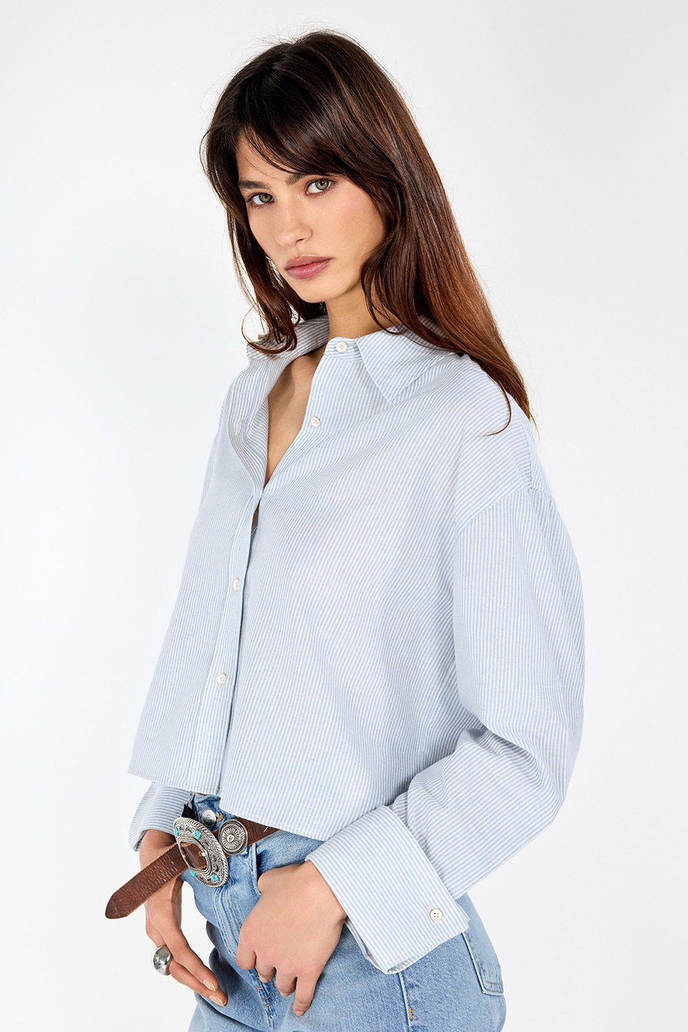 Boneqa Barcelona-Crop Çizgili Gömlek-Gömlek-3-Milagron.com
