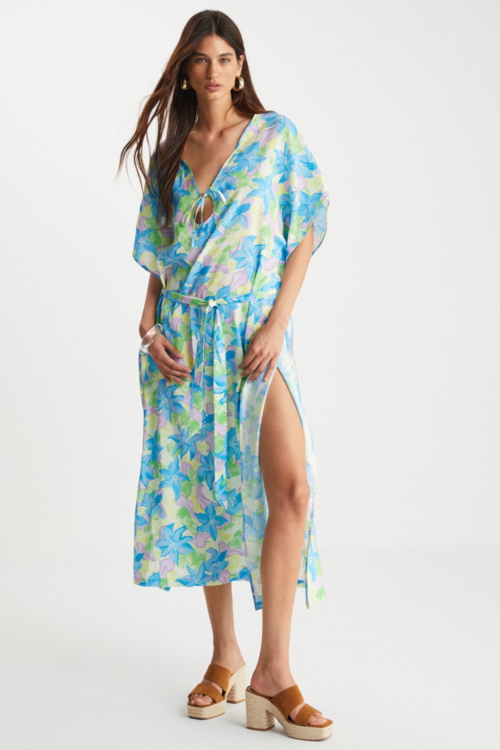 Boneqa Barcelona-Desenli Modal Elbise-Elbise-3-Milagron.com