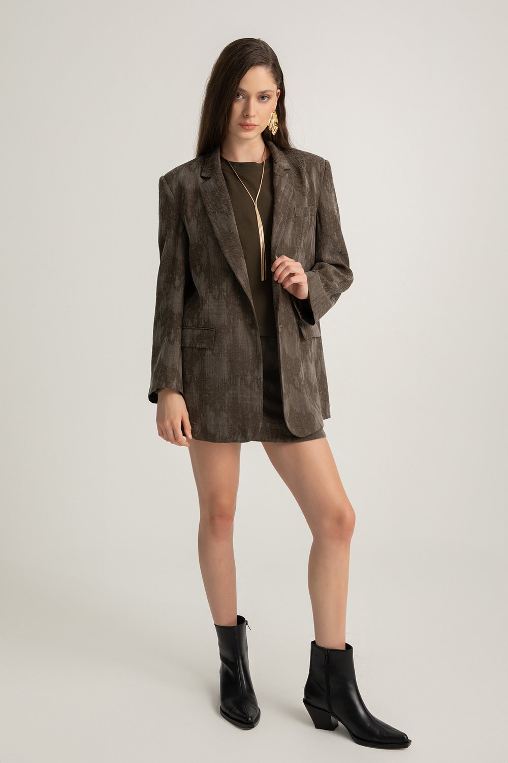 Boneqa Barcelona-Desenli Tek Düğmeli Blazer Ceket-Ceket-2-Milagron.com