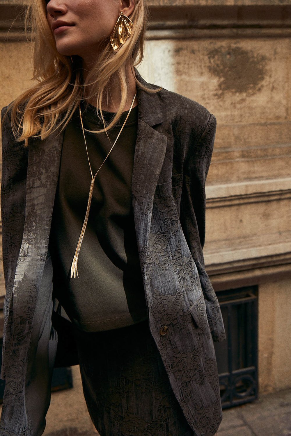 Boneqa Barcelona-Desenli Tek Düğmeli Blazer Ceket-Ceket-4-Milagron.com