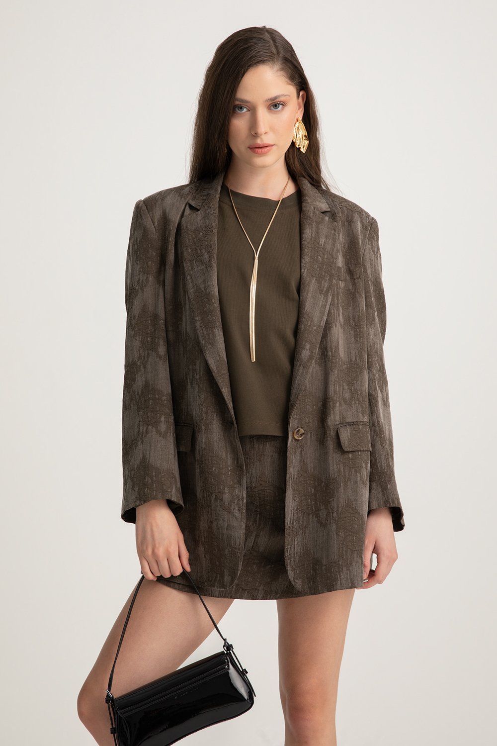 Boneqa Barcelona-Desenli Tek Düğmeli Blazer Ceket-Ceket-8-Milagron.com