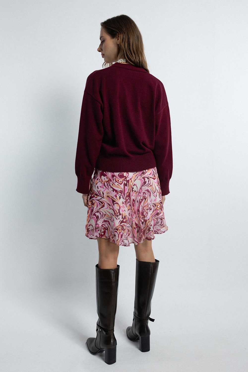 Boneqa Barcelona-Ebru Desenli Mini Etek-Etek-6-Milagron.com