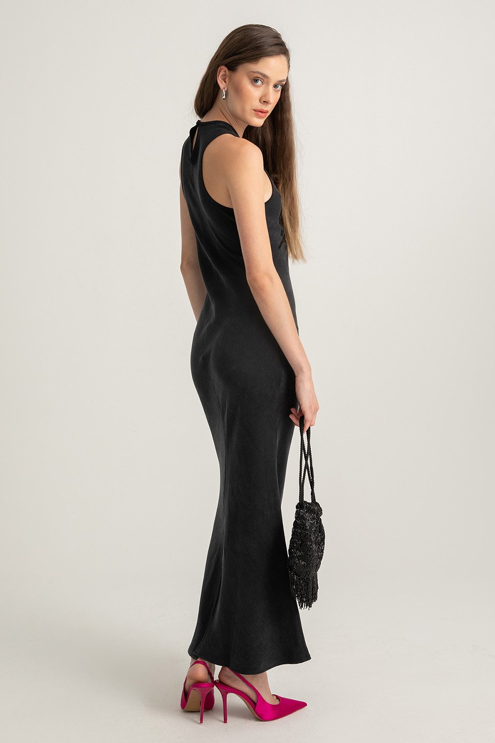 Boneqa Barcelona-Ebru Lale İşlemeli Elbise-Elbise-8-Milagron.com