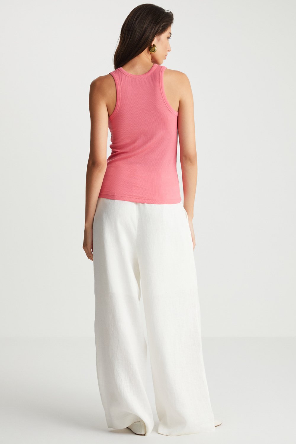 Boneqa Barcelona-Fitilli Kolsuz Pembe Tişört-T-Shirts-2-Milagron.com