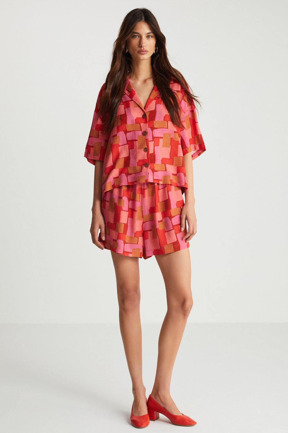 Boneqa Barcelona-Geometrik Desenli Gömlek-Gömlek-1-Milagron.com