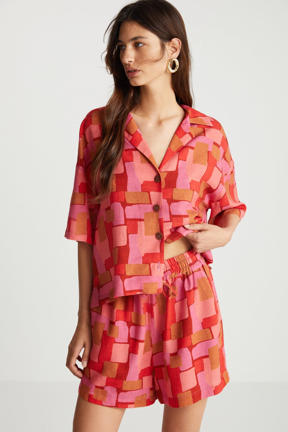 Boneqa Barcelona-Geometrik Desenli Gömlek-Gömlek-3-Milagron.com