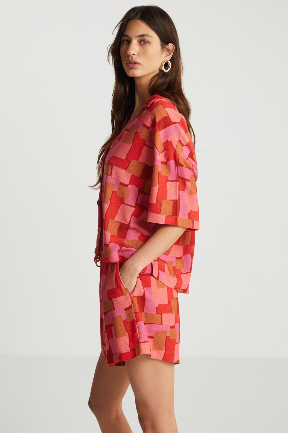 Boneqa Barcelona-Geometrik Desenli Şort-Şort-4-Milagron.com