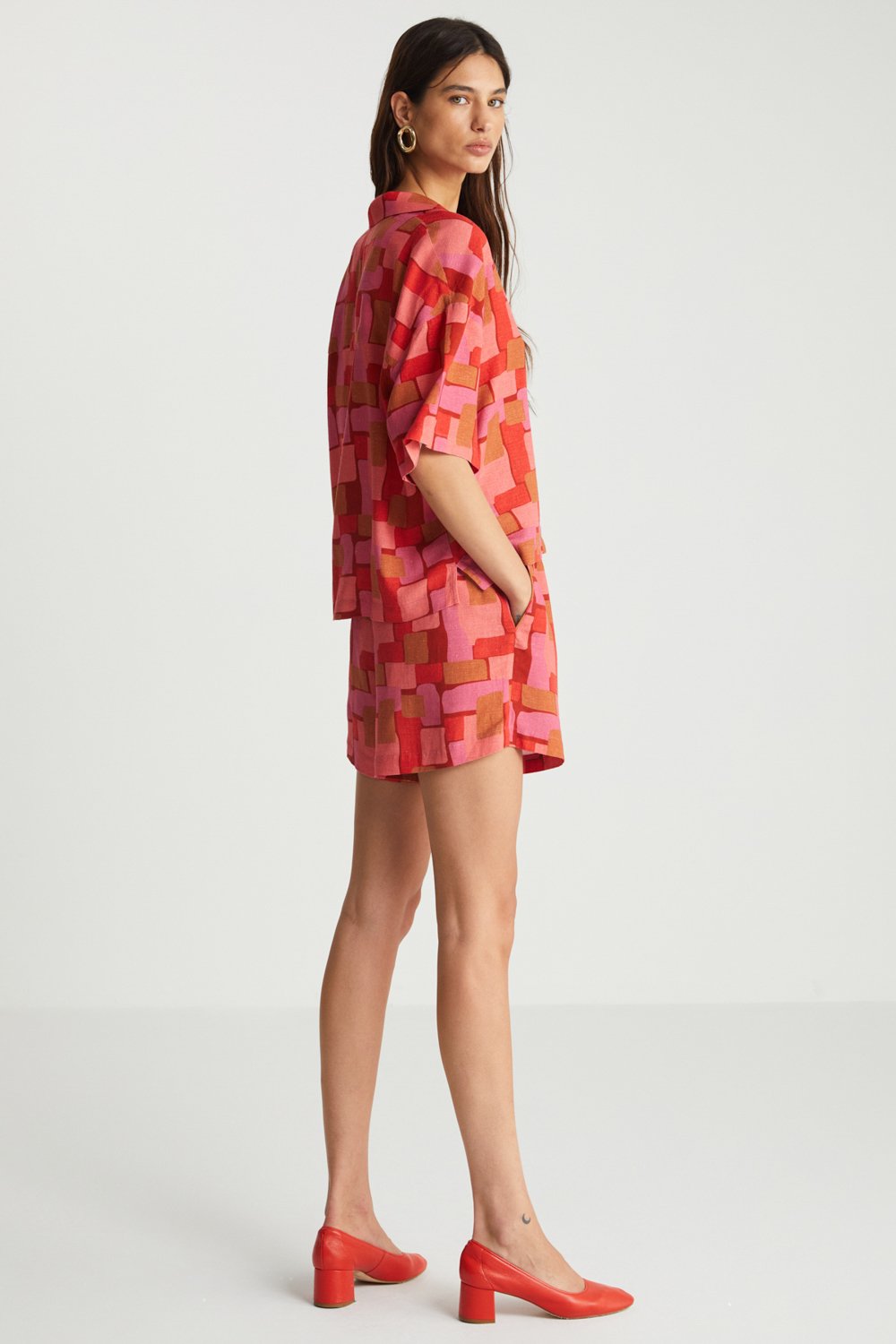 Boneqa Barcelona-Geometrik Desenli Şort-Şort-5-Milagron.com