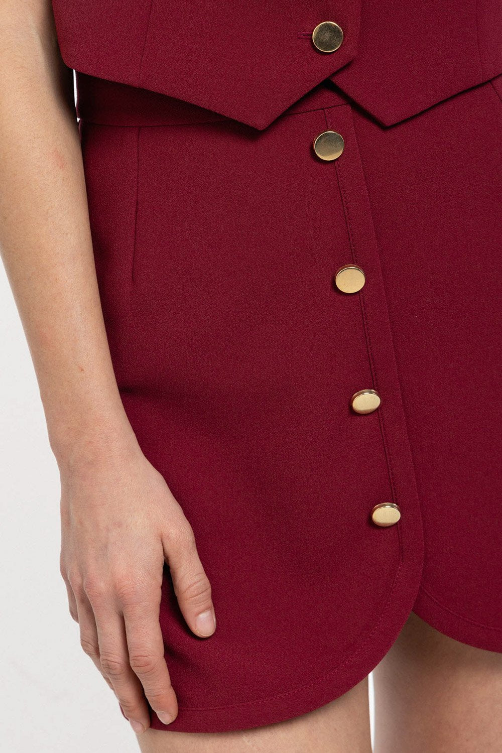 Boneqa Barcelona-Gold Düğme Detaylı Mini Etek-Etek-5-Milagron.com