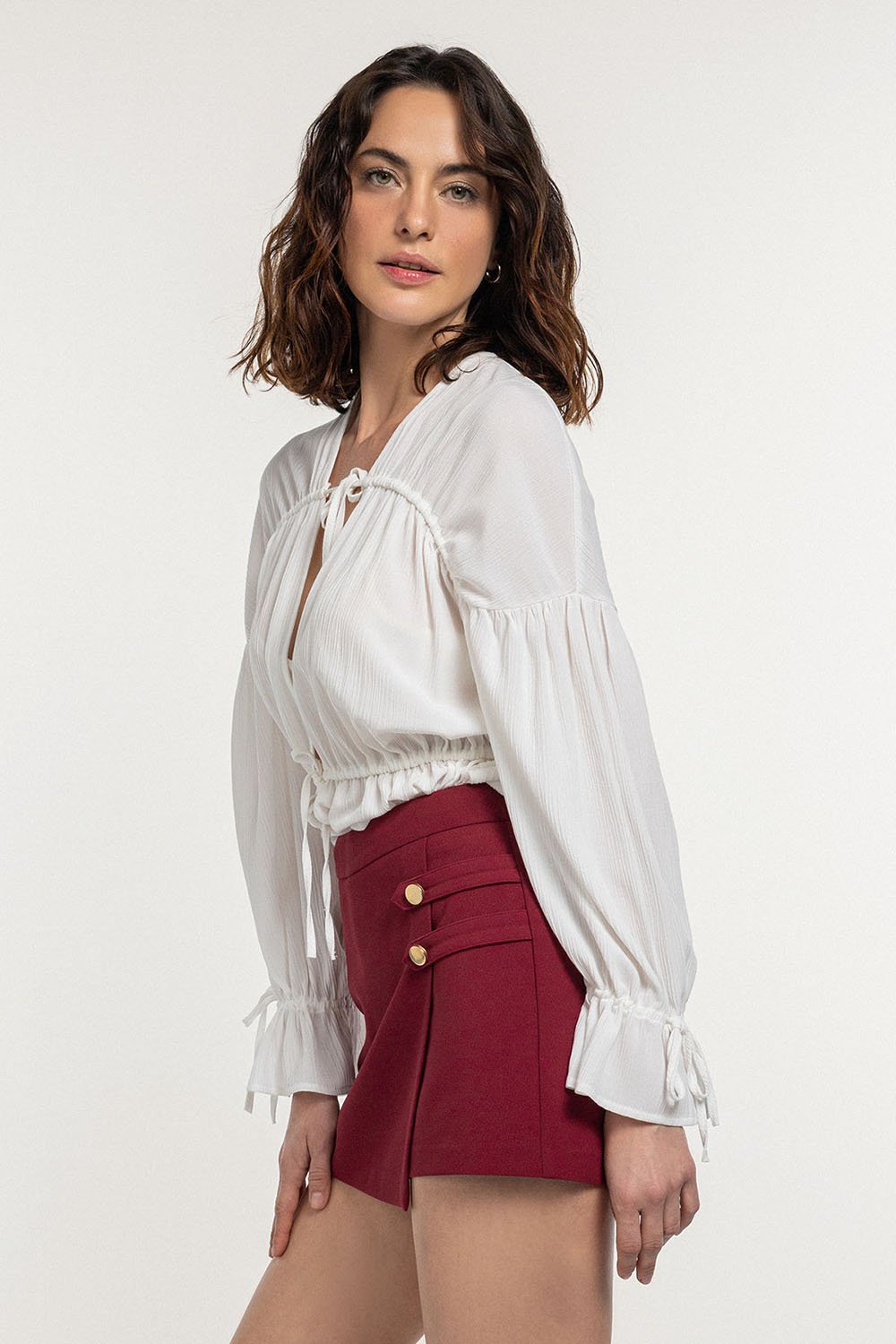 Boneqa Barcelona-Gold Düğme Detaylı Şort Etek-Etek-2-Milagron.com