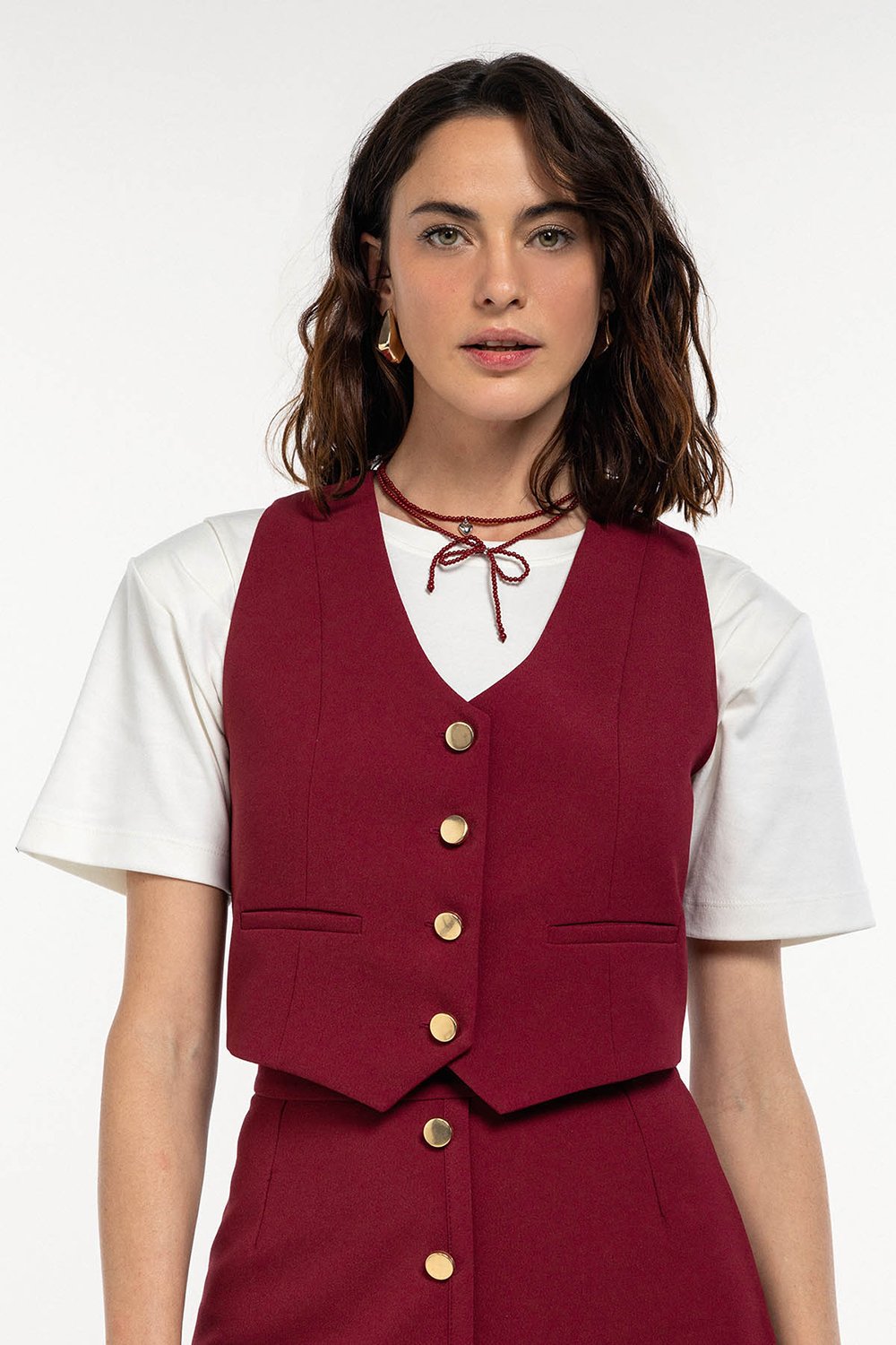 Boneqa Barcelona-Gold Düğme Detaylı Yelek-Yelek-4-Milagron.com