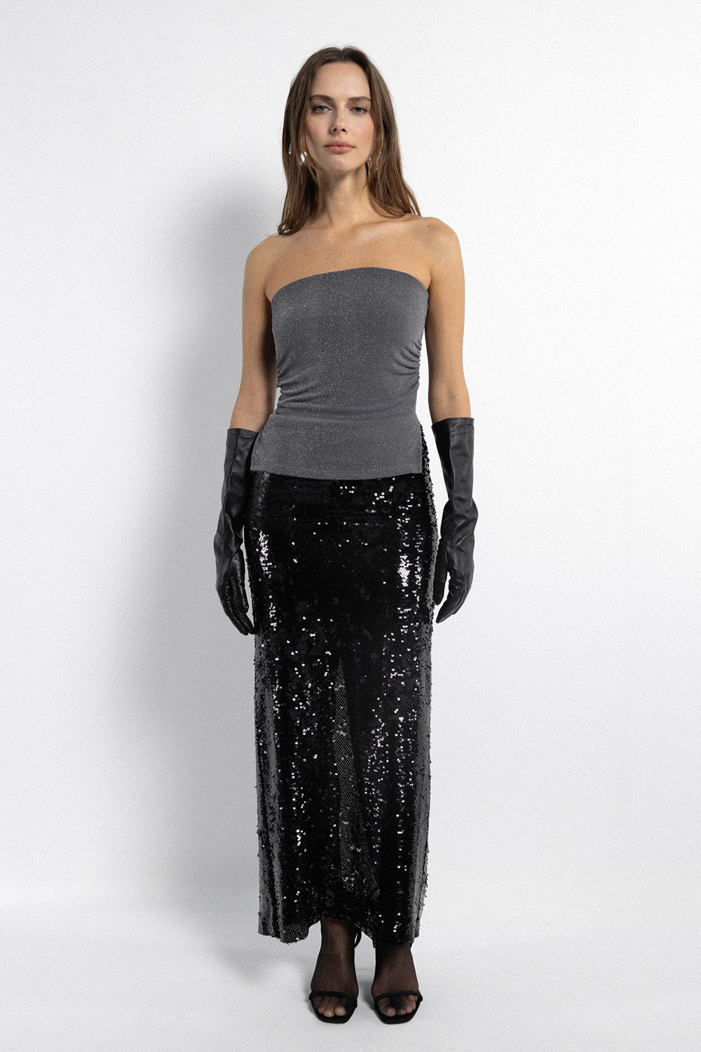 Boneqa Barcelona-Gri Simli Omzu Açık Parti Top-Top-2-Milagron.com